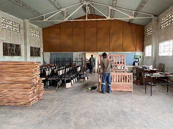 Students learning carpentry at the Don Bosco Vocational Training Centre