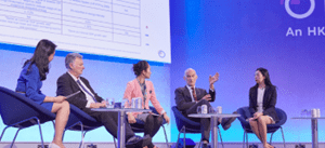 Panel of LME Metals Seminar speakers against a blue background