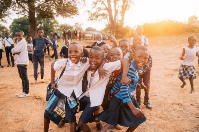 Local children playing after school